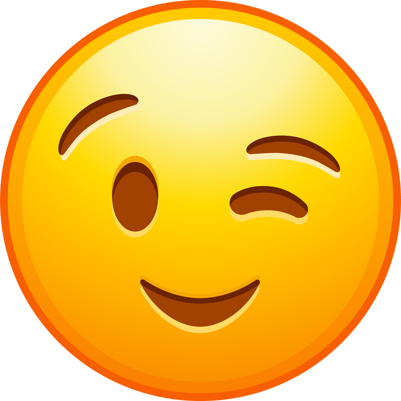 Top quality emoticon. Winking Face. Eye wink emoji. Yellow face emoji. Popular element.